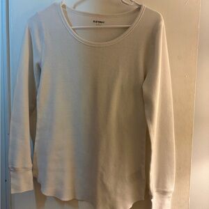 Old Navy Women's Off-White Waffle Knit Long Sleeve Tee